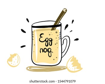 Hand drawn doodle of eggnog beverage . vector icon 
