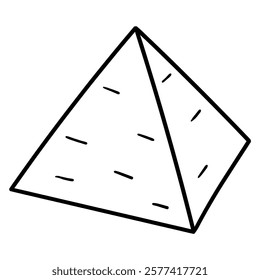 Hand drawn doodle egyptian pyramid isolated on white background. Vector illustration.