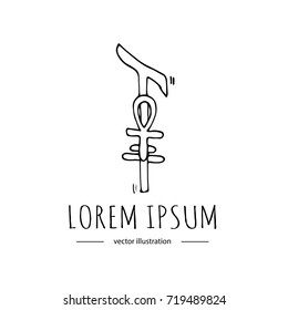 Hand drawn doodle Egyptian symbol of royalty and power icon. Sketchy vector illustration elements. Luck symbols collection Cartoon element: Ankh sign Charms Good Luck isolated on white background