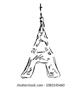 Hand drawn doodle eiffel tower. Sketch.