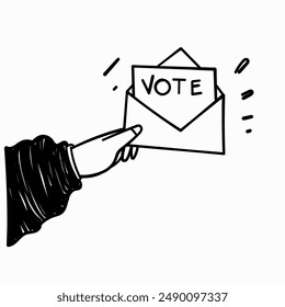 hand drawn doodle election vote ballot box illustration