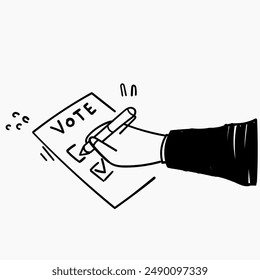 hand drawn doodle election vote ballot box illustration