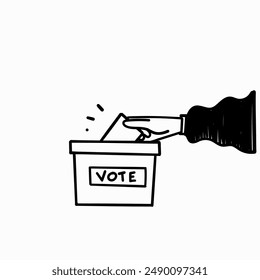 hand drawn doodle election vote ballot box illustration