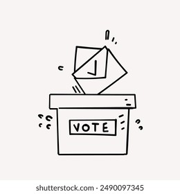 dibujo a mano doodle voto electoral urna ilustración
