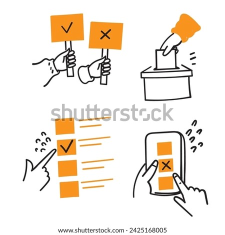 hand drawn doodle election vote icon collection illustration