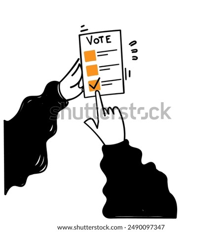hand drawn doodle election vote ballot box illustration