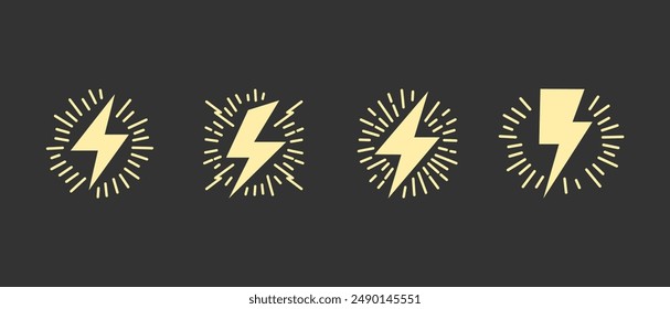 Hand drawn doodle electric lightning symbol sketch. thunder icon