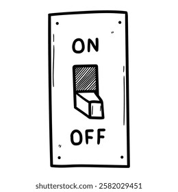 Hand drawn doodle electric switch isolated on white background. Vector illustration.