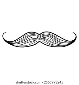 Hand drawn doodle elegant mustache isolated on white background. Vector illustration.