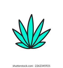 Hand drawn doodle element in 90s 2000s trendy style. Grass leaf isolated on white background.