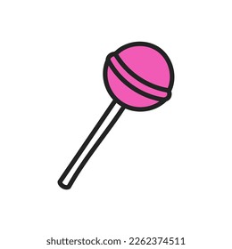 Hand drawn doodle element in 90s 2000s Y2K trendy style. Lollipop isolated on white background.
