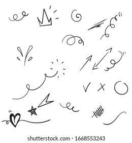 hand drawn doodle element collection with cartoon style