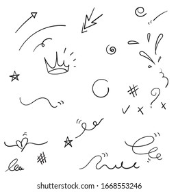 hand drawn doodle element collection with cartoon style