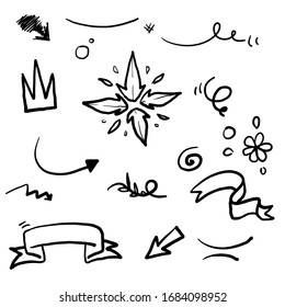 hand drawn doodle element collection illustration vector