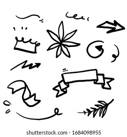 hand drawn doodle element collection illustration vector