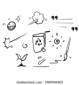 hand drawn doodle element collection object illustration vector isolated