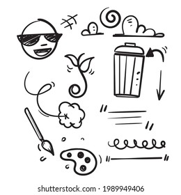 hand drawn doodle element collection object illustration vector isolated