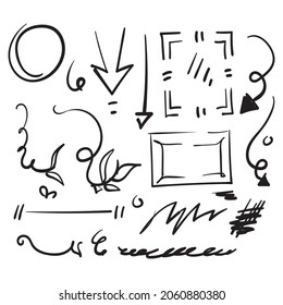 hand drawn doodle element collection illustration vector