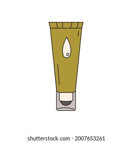 hand drawn doodle element of facial skin care products, cream for eyes in cute design. isolated vector illustration on white background
