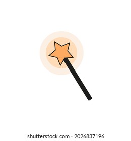 handgezeichnetes Doodle-Element für Halloween. Zauberstab. einzelne Vektorgrafik auf weißem Hintergrund
