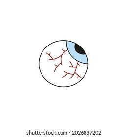 elemento de doodle dibujado a mano para Halloween. irritado ojo rojo miedo. ilustración vectorial aislada en fondo blanco
