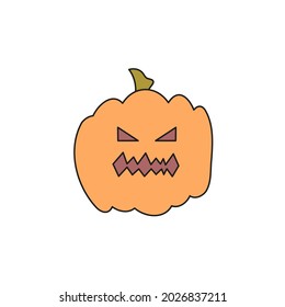 hand drawn doodle element for Halloween. jack o lantern, pumpkin candle. isolated vector illustration on white background