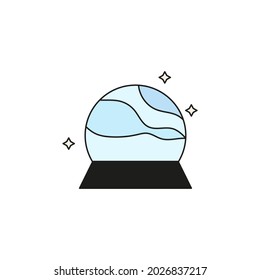 hand drawn doodle element for Halloween. blue witch ball. isolated vector illustration on white background