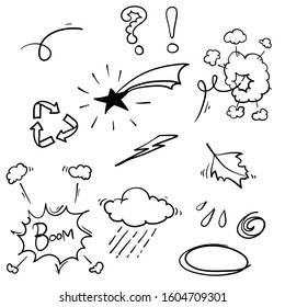 hand drawn doodle element illustration collection vector isolated