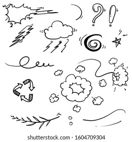 hand drawn doodle element illustration collection vector isolated