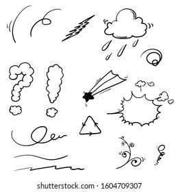 hand drawn doodle element illustration collection vector isolated