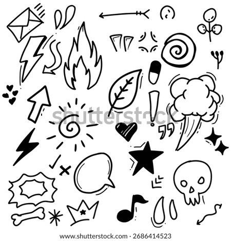 hand drawn doodle element set