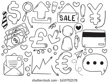 hand drawn doodle Elementals Businesses Ornaments Icon background  Vector illustration