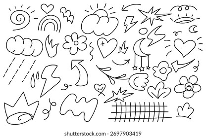 Hand drawn doodle elements for decoration and design.