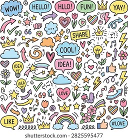 Hand Drawn Doodle Elements Colle… featuring hand, drawn, doodle, elements, colle, background, design, composed as a clear stock-ready visual with accurate subject details and buyer-focused