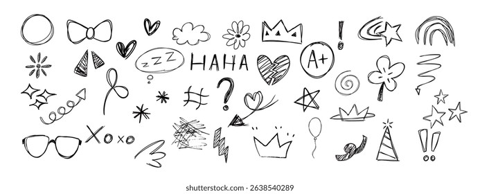 Hand Drawn Doodle Elements Sketch Style Vector Symbols and Icons
