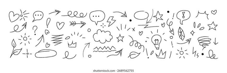Desenho Desenhado À Mão Elementos Doodle E Símbolos Desenho Esboço Isolado No Fundo Branco 
