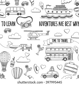 Hand drawn doodle elements Travel and adventure Kids drawing