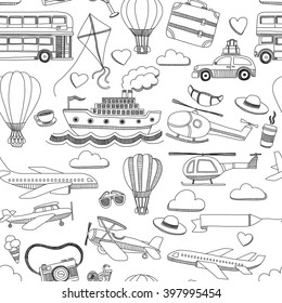 Hand drawn doodle elements Travel and adventure Kids drawing
