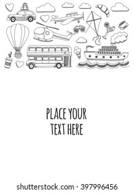Hand drawn doodle elements Travel and adventure Kids drawing