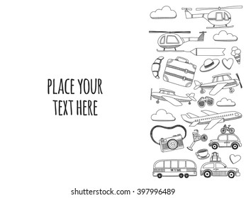 Hand drawn doodle elements Travel and adventure Kids drawing