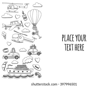 Hand drawn doodle elements Travel and adventure Kids drawing