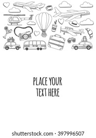 Hand drawn doodle elements Travel and adventure Kids drawing