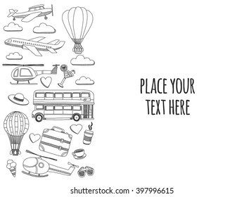 Hand drawn doodle elements Travel and adventure Kids drawing