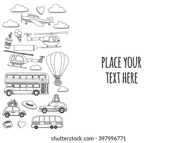 Hand drawn doodle elements Travel and adventure Kids drawing