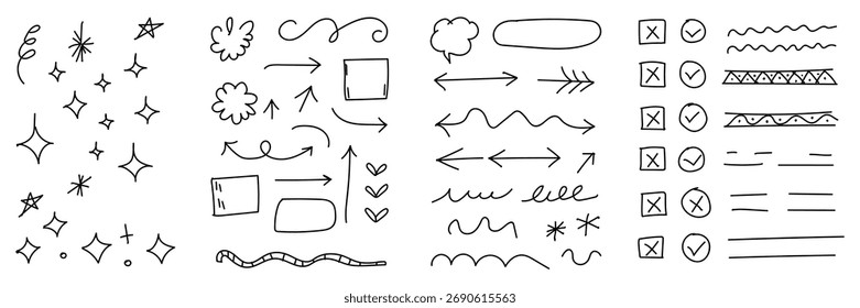 Hand drawn doodle elements vector on whitebackground