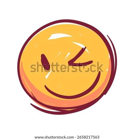 Hand drawn doodle emoji face. Chalk scribbles with emoticon. Fun kid style charcoal marker texture. Vector illustration
