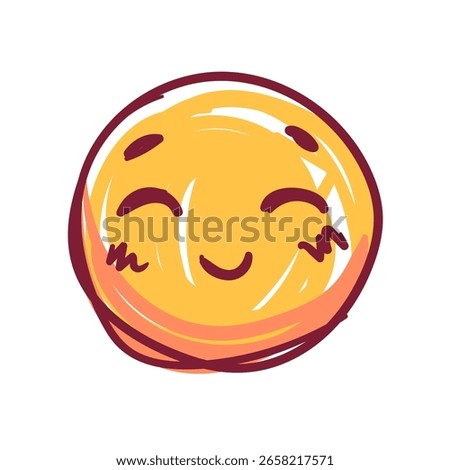 Hand drawn doodle emoji face. Chalk scribbles with emoticon. Fun kid style charcoal marker texture. Vector illustration
