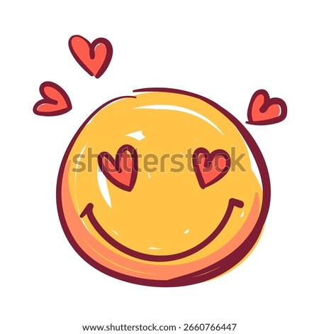Hand drawn doodle emoji face. Chalk scribbles with emoticon. Fun kid style charcoal marker texture. Vector illustration