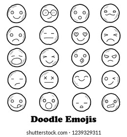 Hand drawn Doodle Emoji Vector Pack
