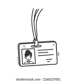 hand drawn doodle employee card id illustration vector